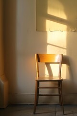 Sticker - Wooden Chair in a Room with Sunlight