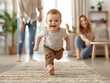 © Thares2020 - Joyful First Steps of a Child Surrounded by Supportive Family