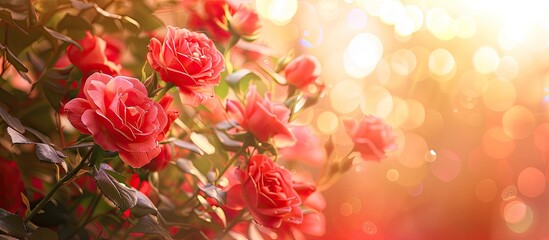 Poster - Floral abstract background featuring lovely red roses with a soft blur effect ideal for showcasing copy space image