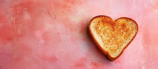 Aufkleber - Top view of heart shaped cut toast on a two tone background with space for additional images