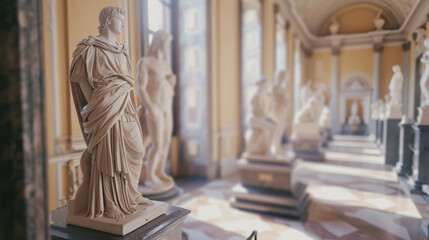 Canvas Print - The Sculpture Museum. There are many statues in one hall. Museum of Art and Culture.