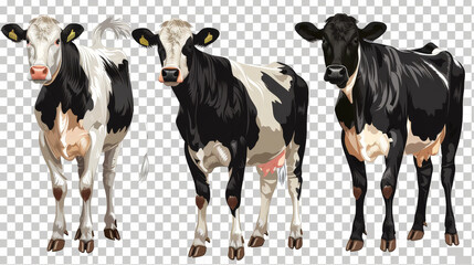 cows on a white background, isolated