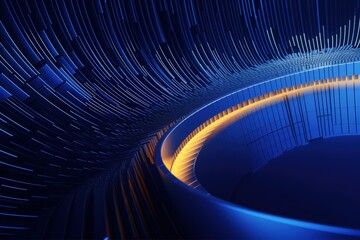 Poster - Abstract Blue and Orange Curved Lines