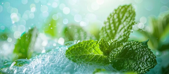 Aufkleber - Background of mint water with foam for copy space image