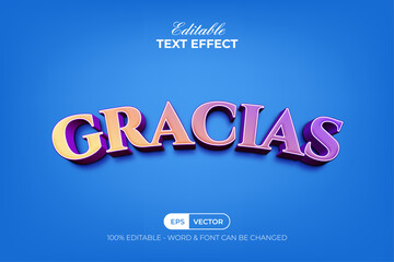 Poster - Gracias Text Effect Gradient 3D Style. Editable Text Effect.