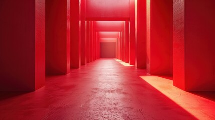 Sticker - Red Corridor: A Minimalist Perspective