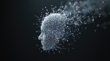 Poster - A human face dissolves into a cloud of data particles, illustrating the transformation of identity into digital abstraction