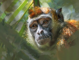 Poster - close up of a long macaque