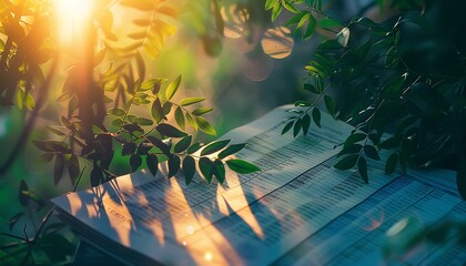 Poster - Book Under a Tree with Sunlight