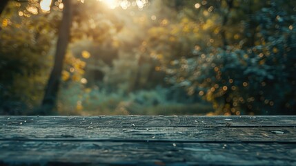 Wall Mural - Blurry natural background with a tabletop