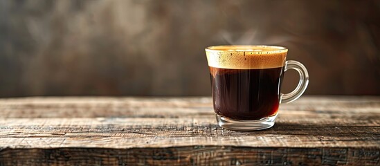 Aufkleber - Side view of an americano coffee on a wooden table with clear copy space image