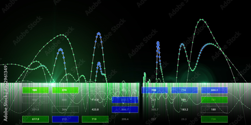 Abstract background wireframe graph wit data boxes. Technology ...