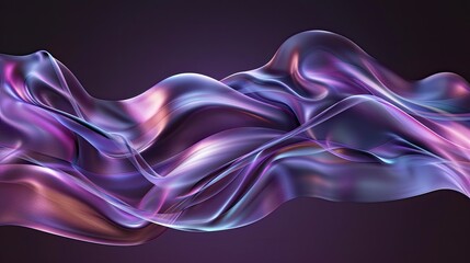 Poster - Dynamic abstract 3D art object with smooth, flowing curves, highlighted against a dark purple backdrop.