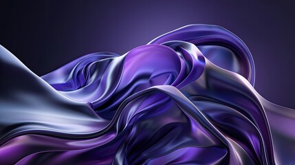 Poster - Dynamic abstract 3D art object with smooth, flowing curves, highlighted against a dark purple backdrop.