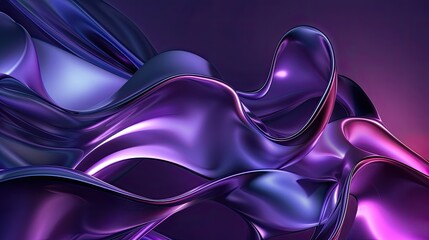Poster - Dynamic abstract 3D art object with smooth, flowing curves, highlighted against a dark purple backdrop.