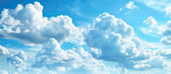 Aufkleber - The expansive blue sky filled with fluffy clouds is perfect for a copy space image