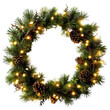 © PUTTER-ART - Christmas Wreath, Pine wreath with lights and pinecones, Festive Decoration on a transparent background.