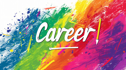 Poster - Colorful image representing career with brush strokes and an arrow pointing the way