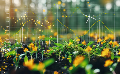 Wall Mural - A visually compelling graph and analysis image for an ECO business, highlighting sustainability and environmental impact.