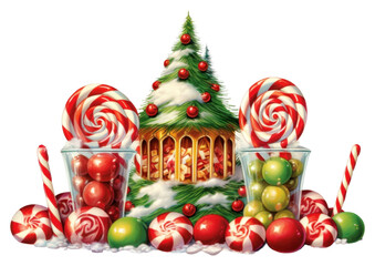 Poster - PNG Christmas candy food confectionery illuminated.