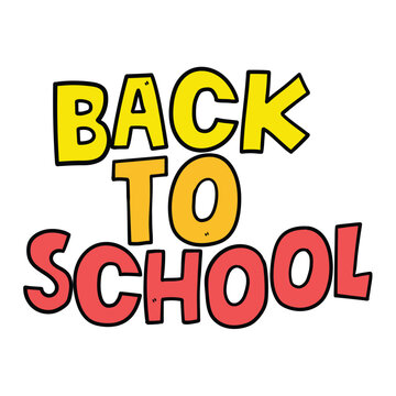 Hand drawn cartoon lettering back to school on white background.