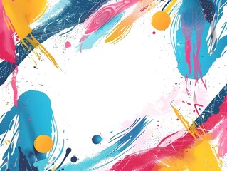 Poster - Vibrant Abstract Frame with Bold Colorful Shapes and Dynamic Lines on White Background