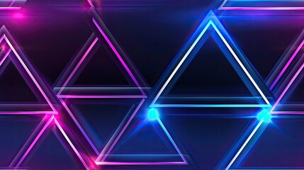 Canvas Print - Vibrant neon blue and purple triangles 