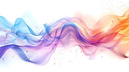 Wall Mural - futuristic holographic frame with shimmering gradient waves on white background