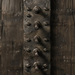 Wall Mural - Rusty Bolts on Wooden Plank
