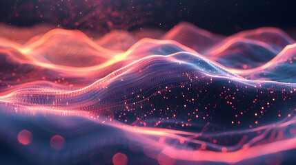 Poster - Abstract Waves of Light and Color in a Digital Landscape