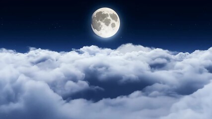 Wall Mural - Full moon over cloudscape at night, serene