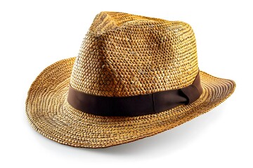 Poster - Stylish Straw Fedora Hat with Brown Band