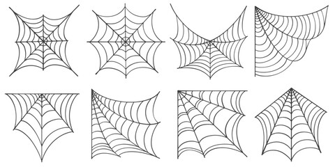 Wall Mural - set of spider web for halloween. halloween cobweb, frames and borders, scary elements for decoration