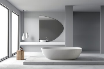 Minimal design interior of modern contemporary bathroom, Generative AI