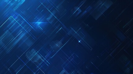 Poster - Abstract blue geometric background with glowing lines and squares.