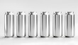 © TigerDude - Set of blank silver beer can mockup template for design and presentation, front view, white background.