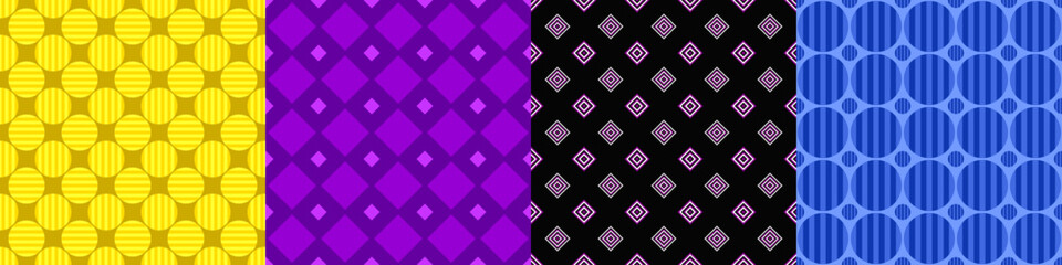 Poster - Seamless geometric threetone pattern set