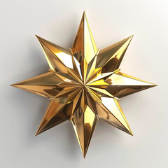 Canvas Print - A gold star with a shiny surface. The star is surrounded by a white background. The star is the main focus of the image