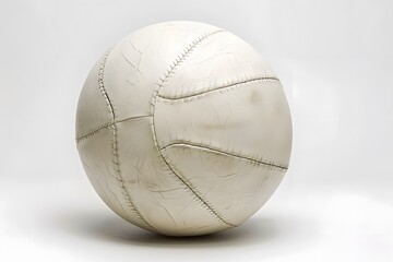 vintage white volleyball with distinctive stitching and texture