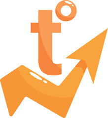 Poster - Orange arrow pointing up, representing a growing trend, with the letter t