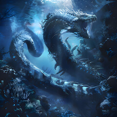 shark and diver. generative ai