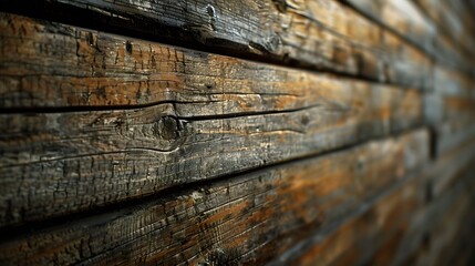 Wall Mural - Close-Up of Rustic Wooden Planks with Rich Textures and Warm Tones