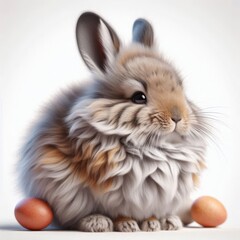 Poster - rabbit on white background