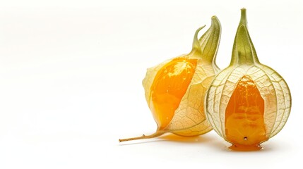 Poster - Cape gooseberry physalis with cut in half isolated on white background : Generative AI