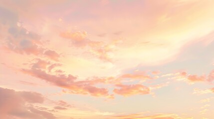 Poster - Sunset sky in the morning with sunrise and soft pink clouds with yellow tones happyday back ground : Generative AI
