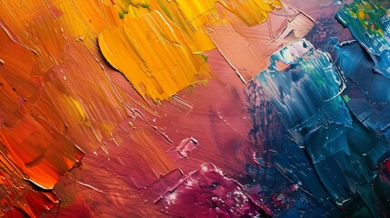 Aufkleber - abstract colored background from stained colored oil paint on linen canvas : Generative AI