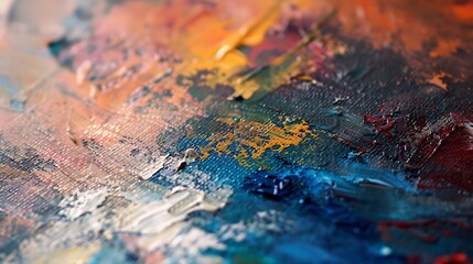 Poster - Abstract artistic painting on canvas Brush and colors on the table : Generative AI
