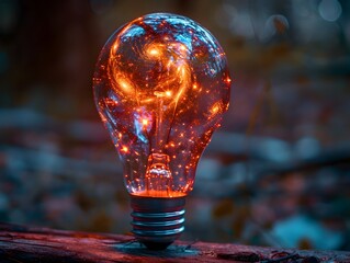 Poster - Light Bulb Filled with Stars and Galaxies   Limitless Imagination and Ideas Concept