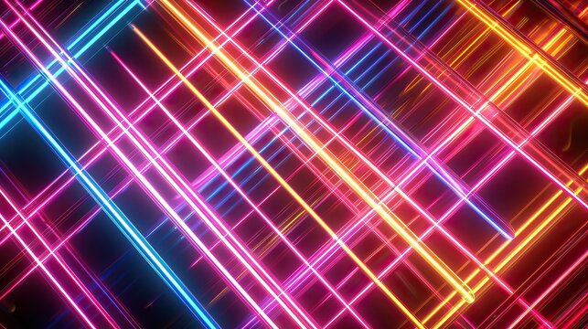 Bold neon lines on a dark background, seamless design