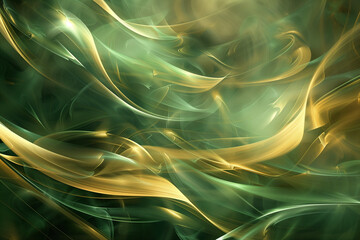 Poster - Abstract Green and Gold Swirls